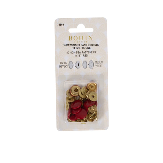 NON SEW FASTENERS MEDIUM FABRIC 14MM RED REFILL