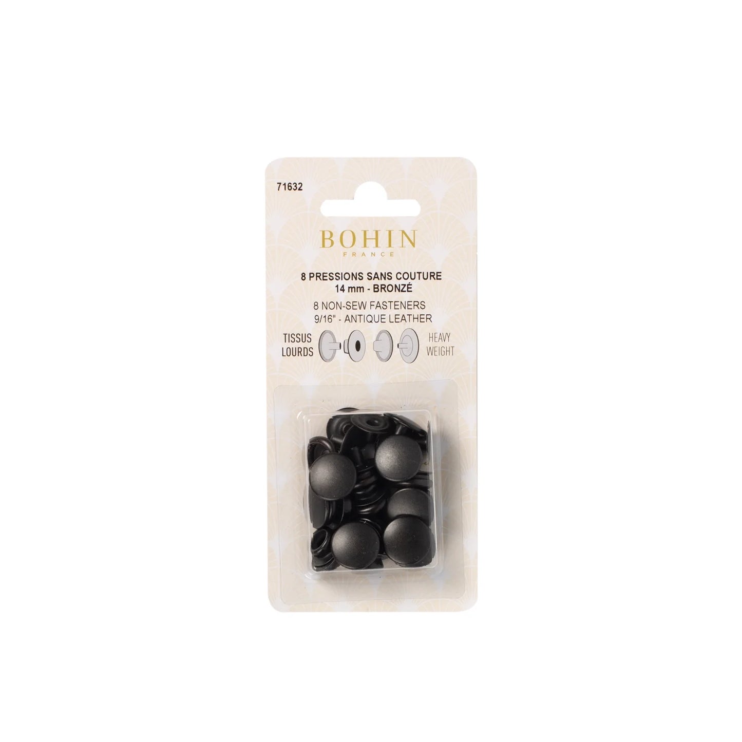 NON SEW FASTENERS HEAVY FABRIC 14 MM BRONZ REFILL