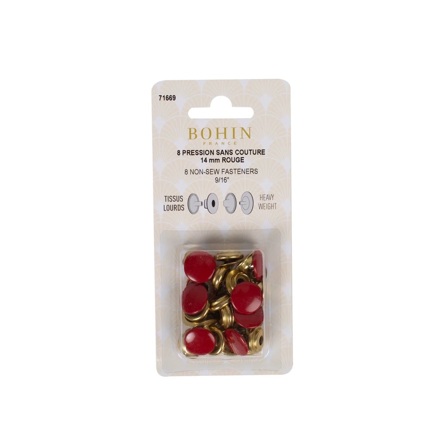 NON SEW FASTENERS HEAVY FABRIC 14 MM RED REFILL