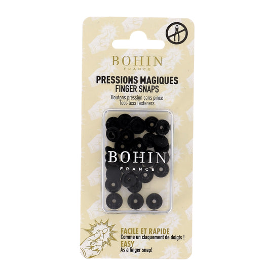 "FINGER SNAP" BUTTON 9mm 3/8" BLACK Blistx8