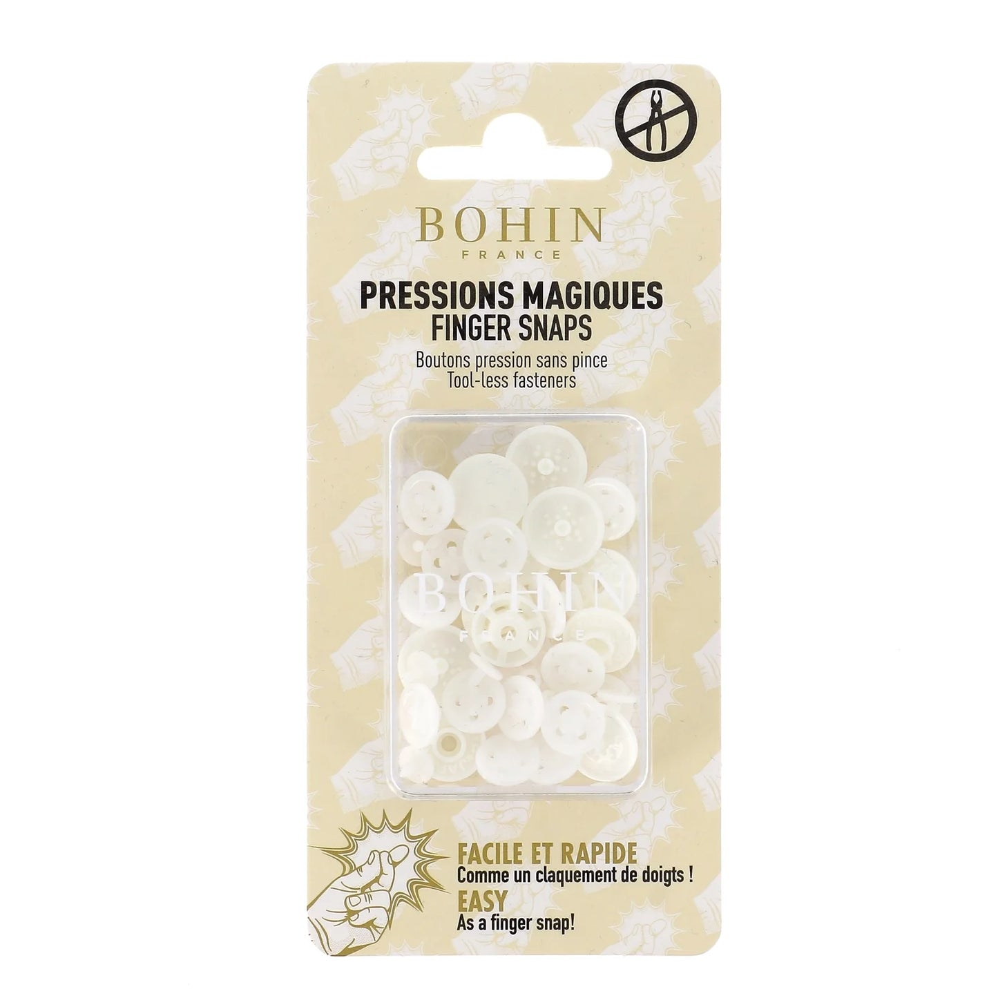 "FINGER SNAP" BUTTON 13mm 1/2" WHITE Blistx8