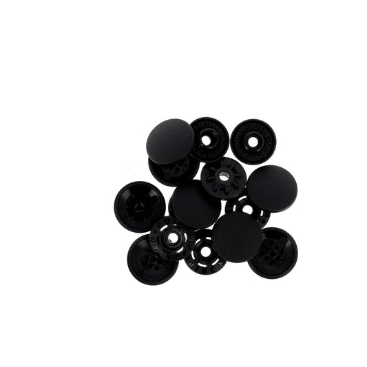 "FINGER SNAP" BUTTON 13mm 1/2" BLACK Blistx8