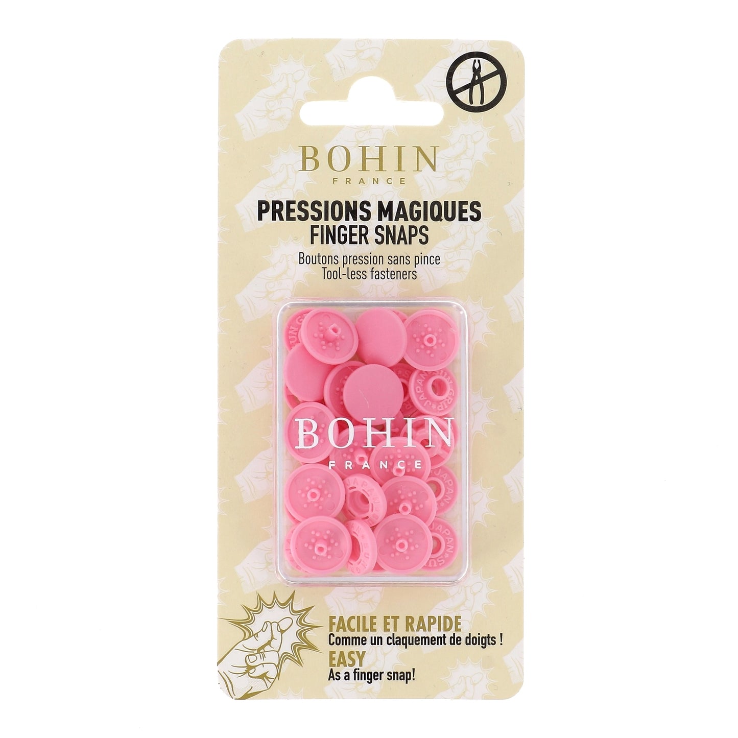 "FINGER SNAP" BUTTON 13mm 1/2" PINK Blistx8