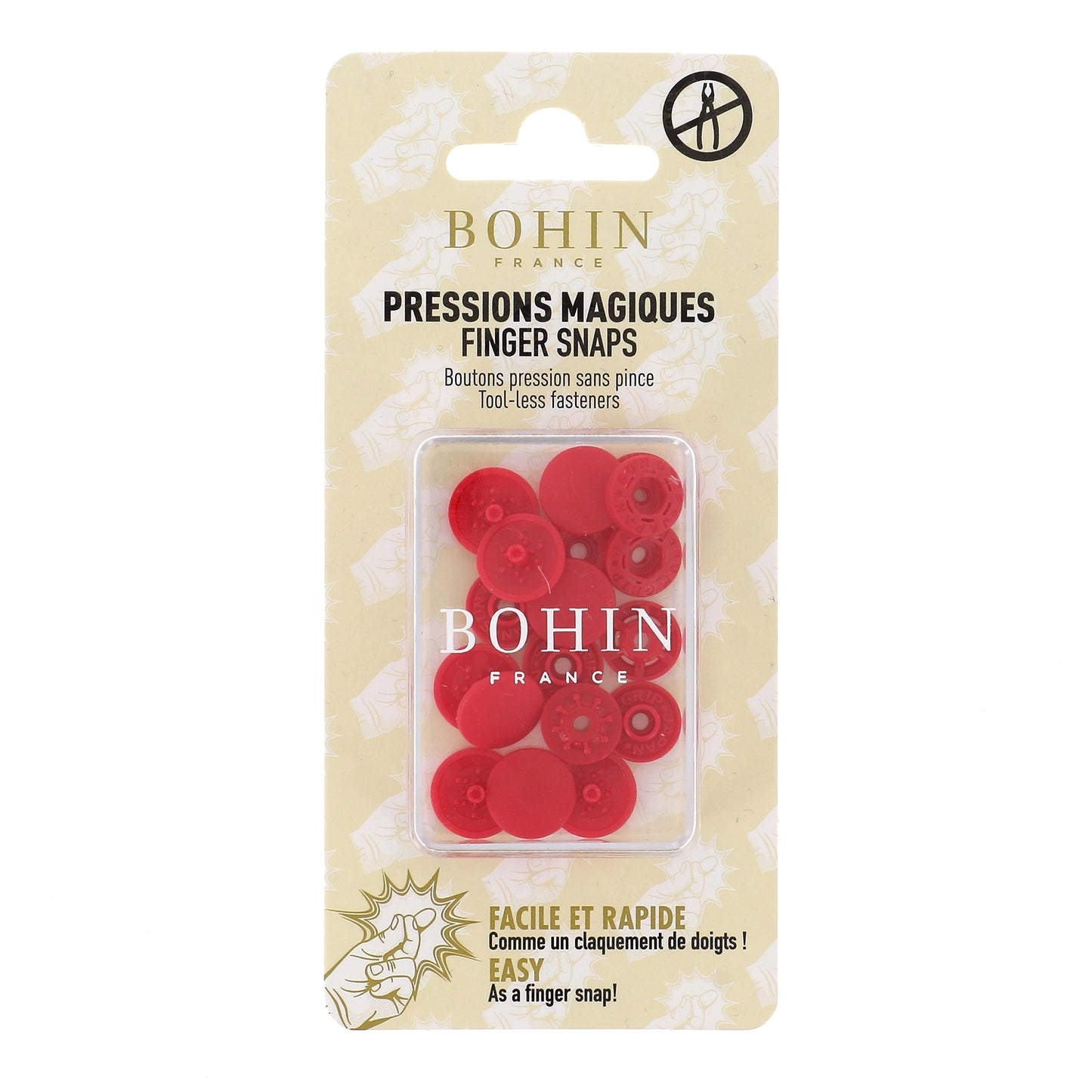 "FINGER SNAP" BUTTON 13mm 1/2" RED Blistx8