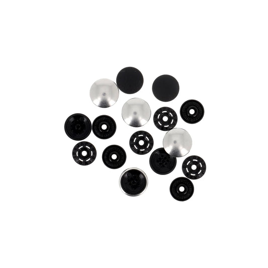 FINGER SNAP BUTTON 14mm 1/2" SILVER Blister x4
