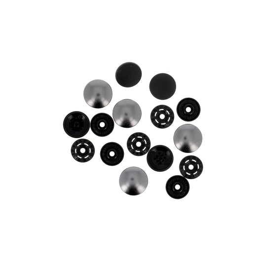 FINGER SNAP BUTTON 14mm 1/2" BLACK GUN Blister x4