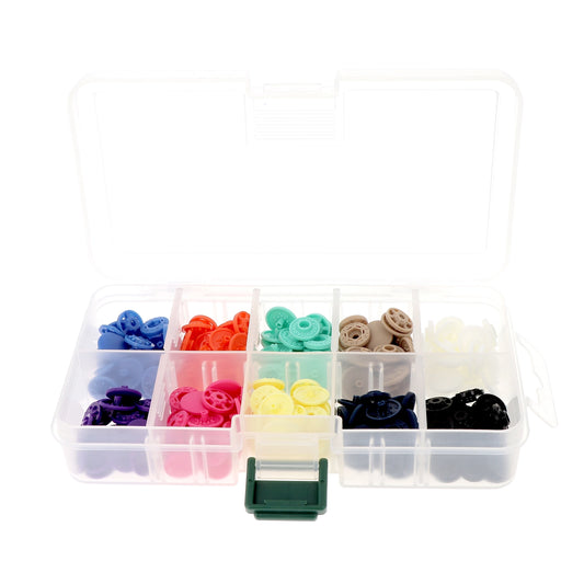 FINGER SNAP BUTTON 13mm 1/2"-BOX OF 80 assorted