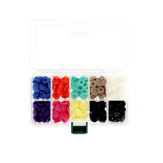 FINGER SNAP BUTTON 13mm 1/2"-BOX OF 80 assorted