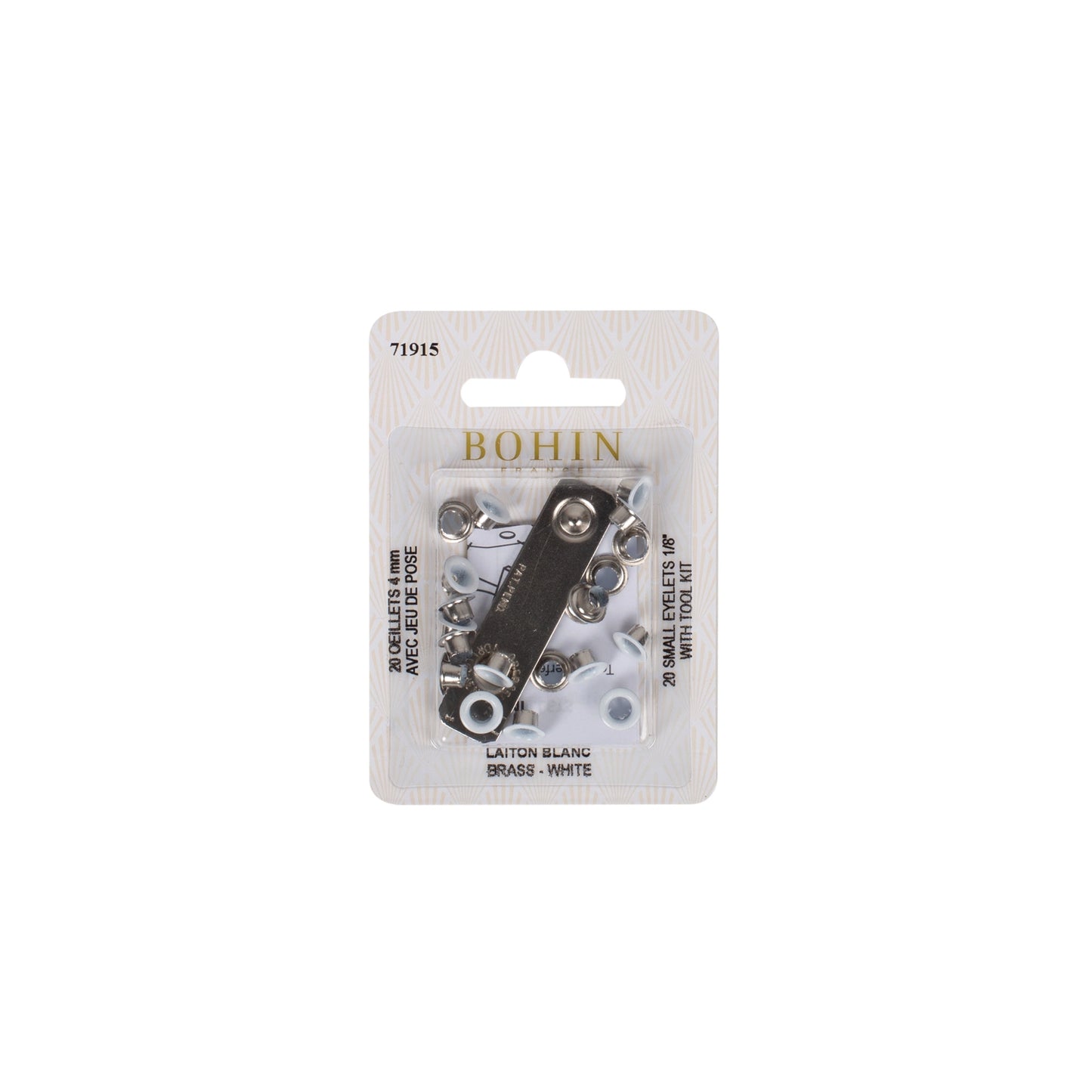 EYELETS WHITE +TOOL 4 MM BLI 25