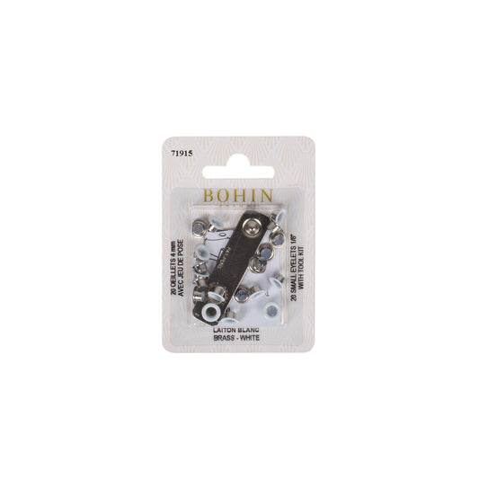 EYELETS WHITE +TOOL 4 MM BLI 25