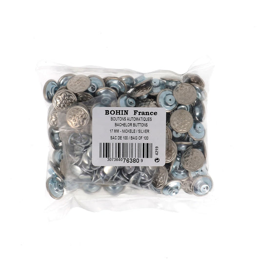 JEANS SNAPS - 17mm - SILVER x100