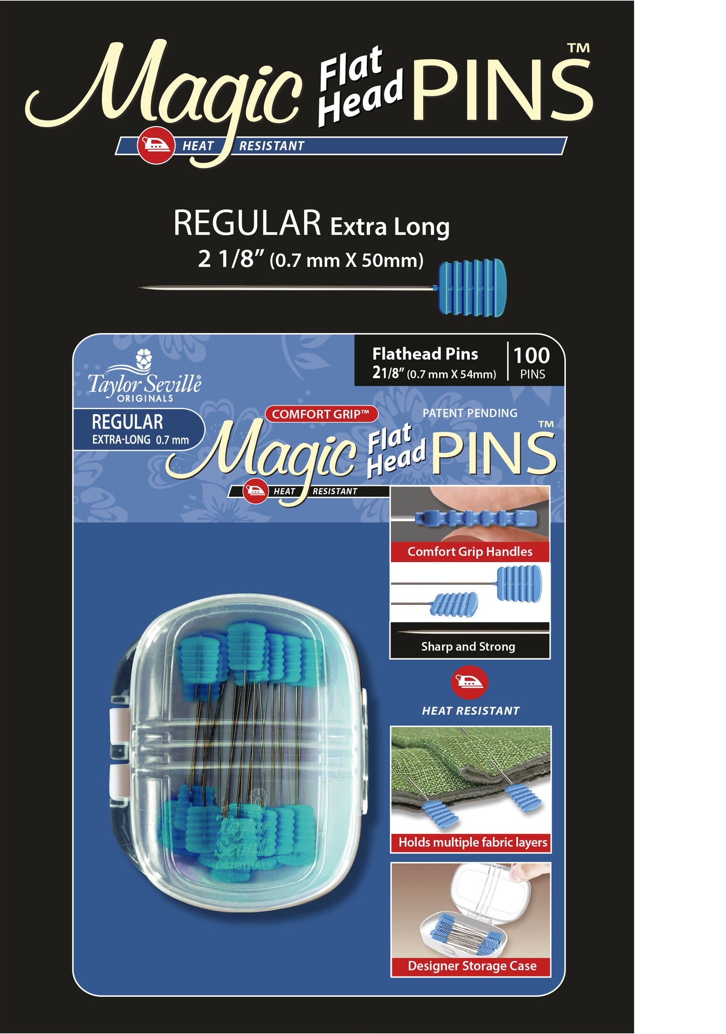 Magic Pins Flat head QUILTING REG 100PC