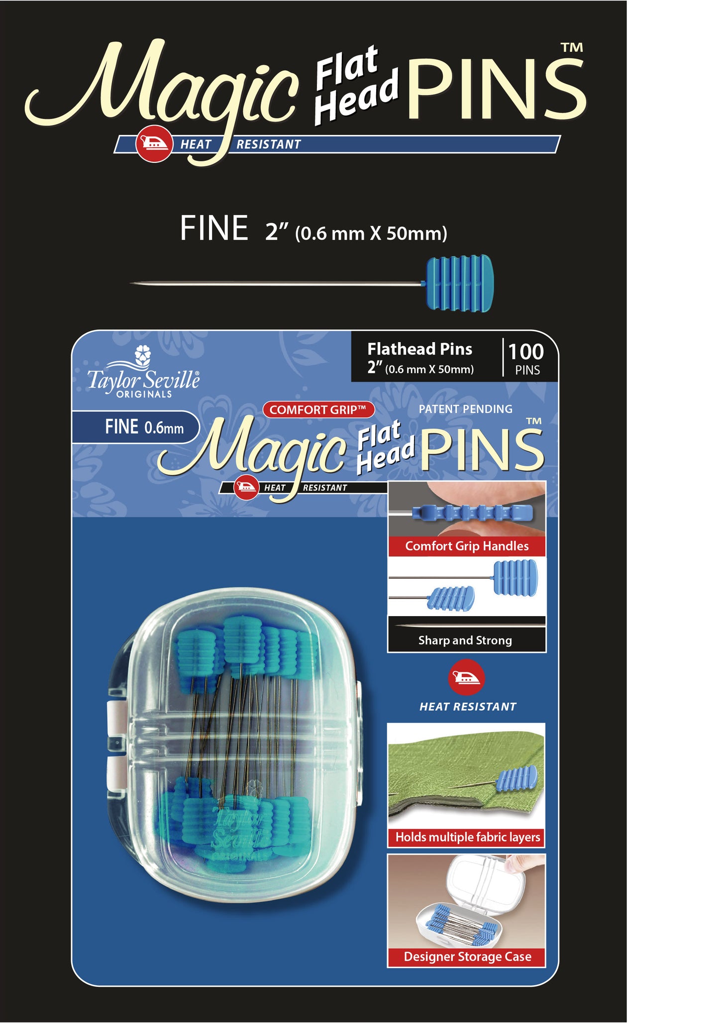 Magic Pins Flat head QUILTING FINE 100PC