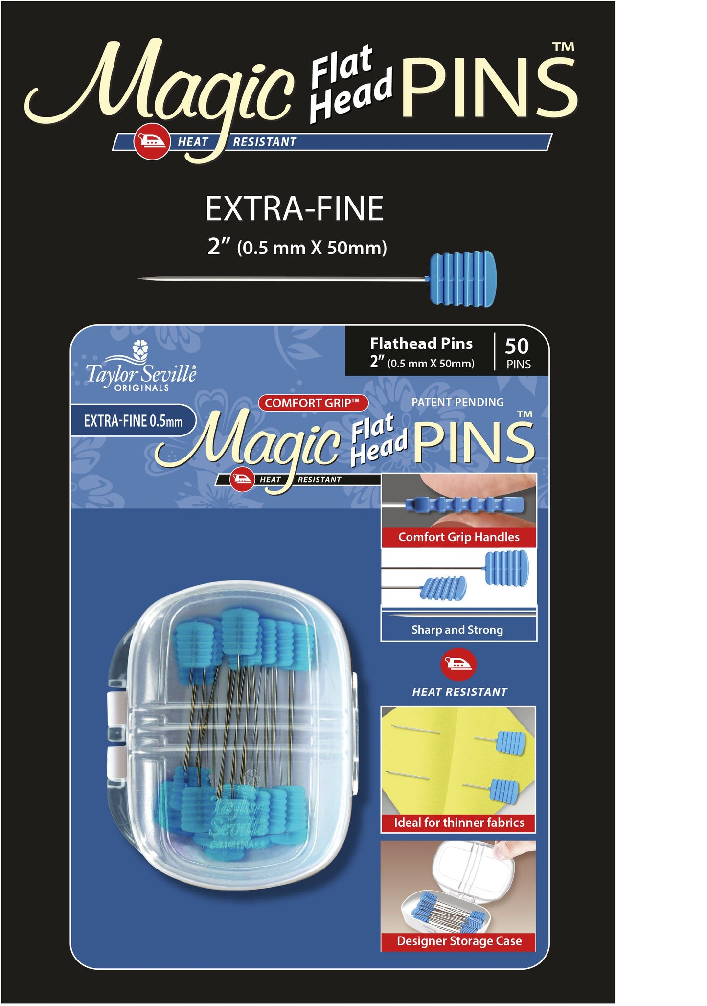 Magic Pins Flat head QUILTING EXTRA FINE 50PC