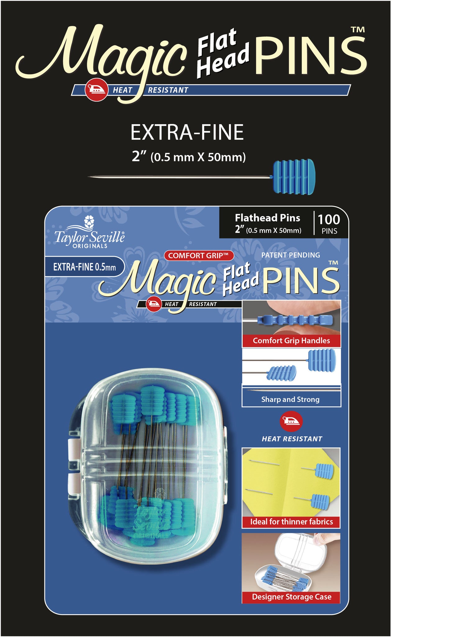 Magic Pins Flat head QUILTING EXTRA FINE 100PC