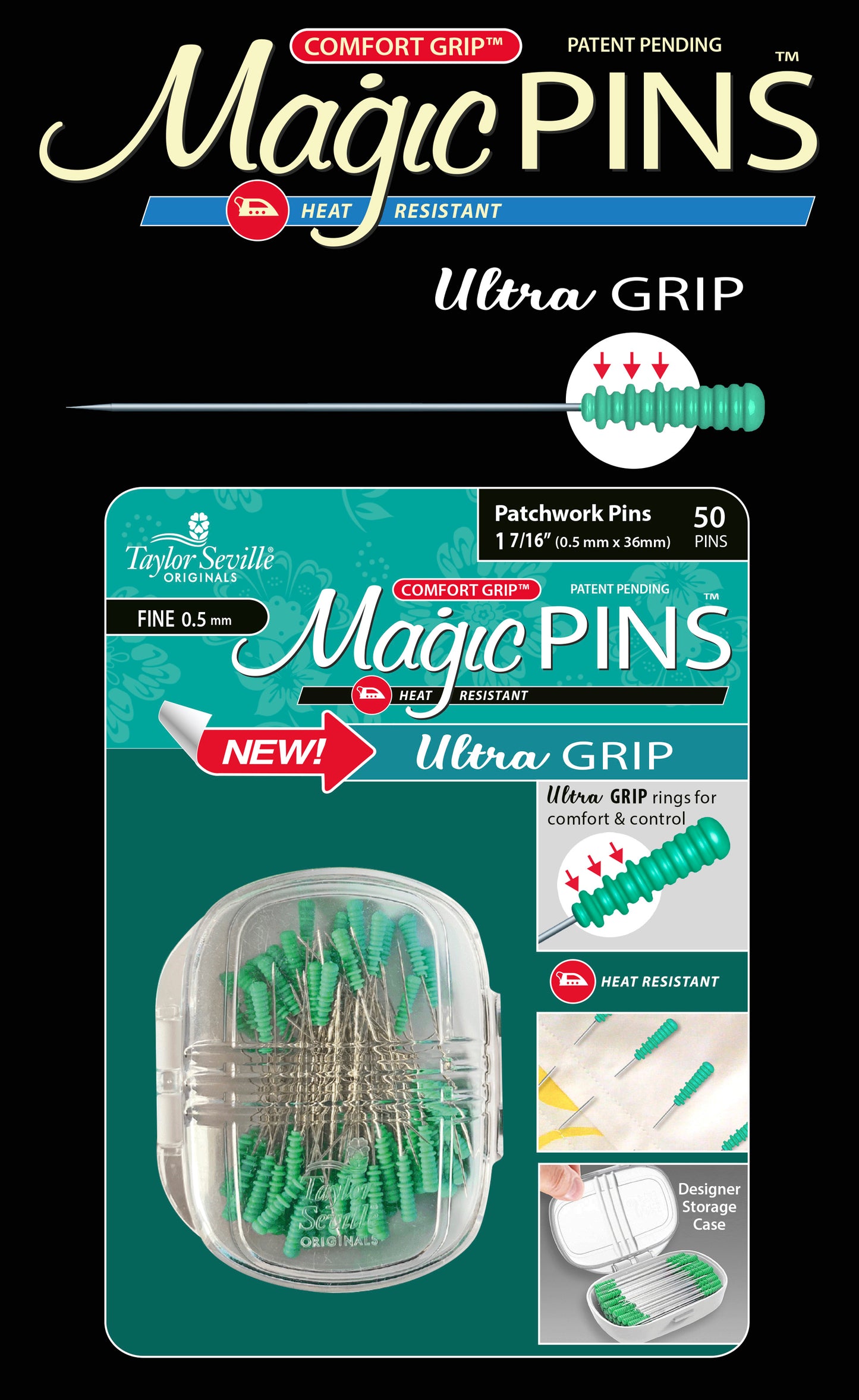 Magic Pin Ultra Grip PATCHWORK FINE 50pc