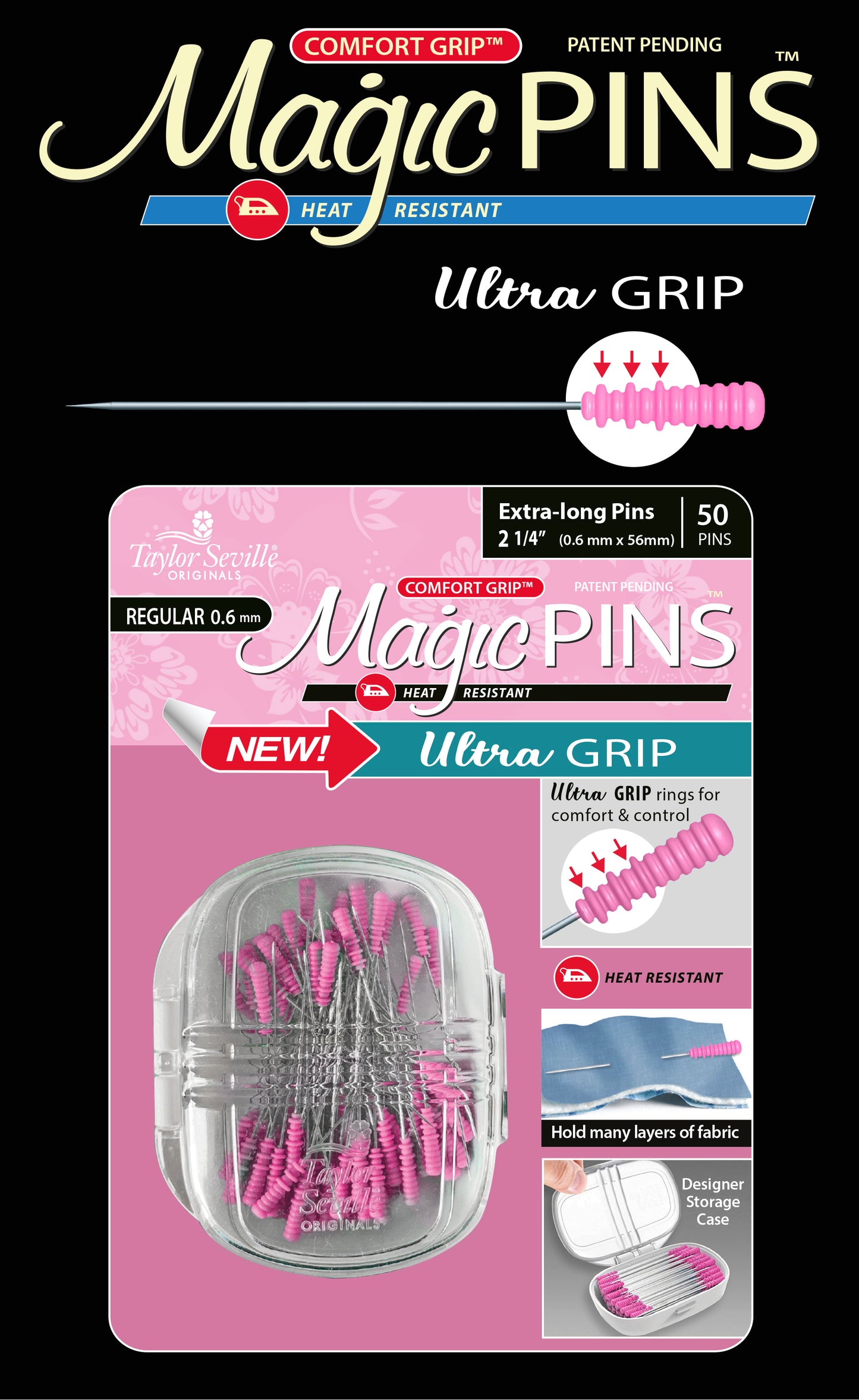 Magic Pin Ultra Grip EXTRA LONG REG 50pc
