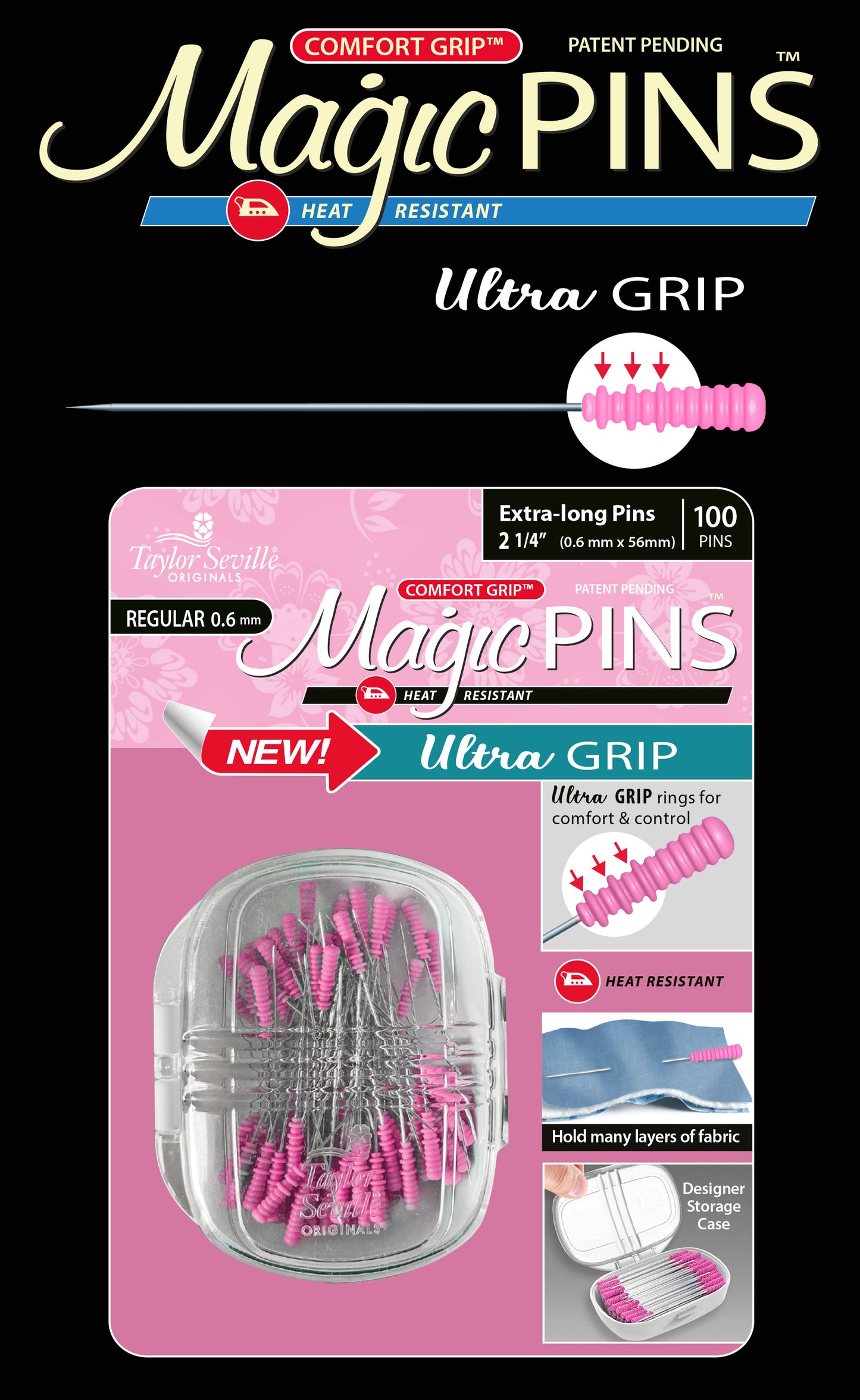 Magic Pin Ultra Grip EXTRA LONG REG 100pc