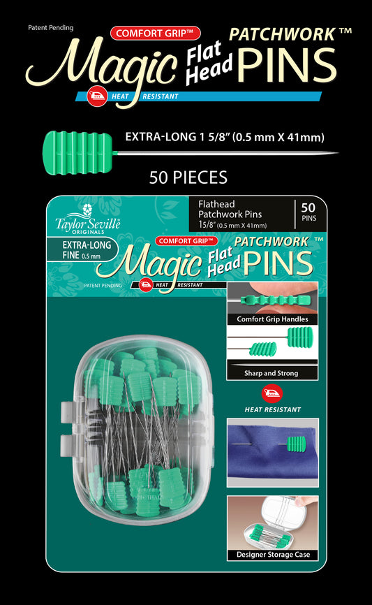 Magic Pins Flathead PATCHWORK EXTRA LONG 50PC