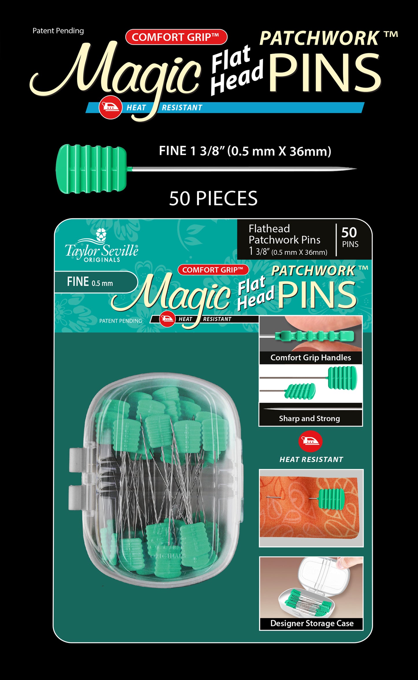 Magic Pins Flathead PATCHWORK FINE 50PC