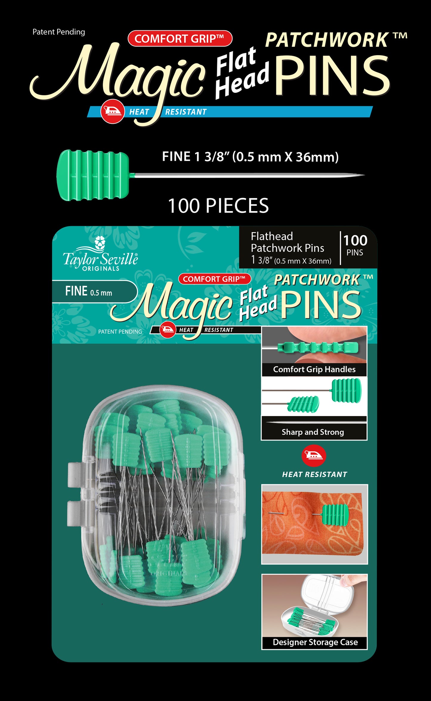 Magic Pins Flathead PATCHWORK FINE 100PC