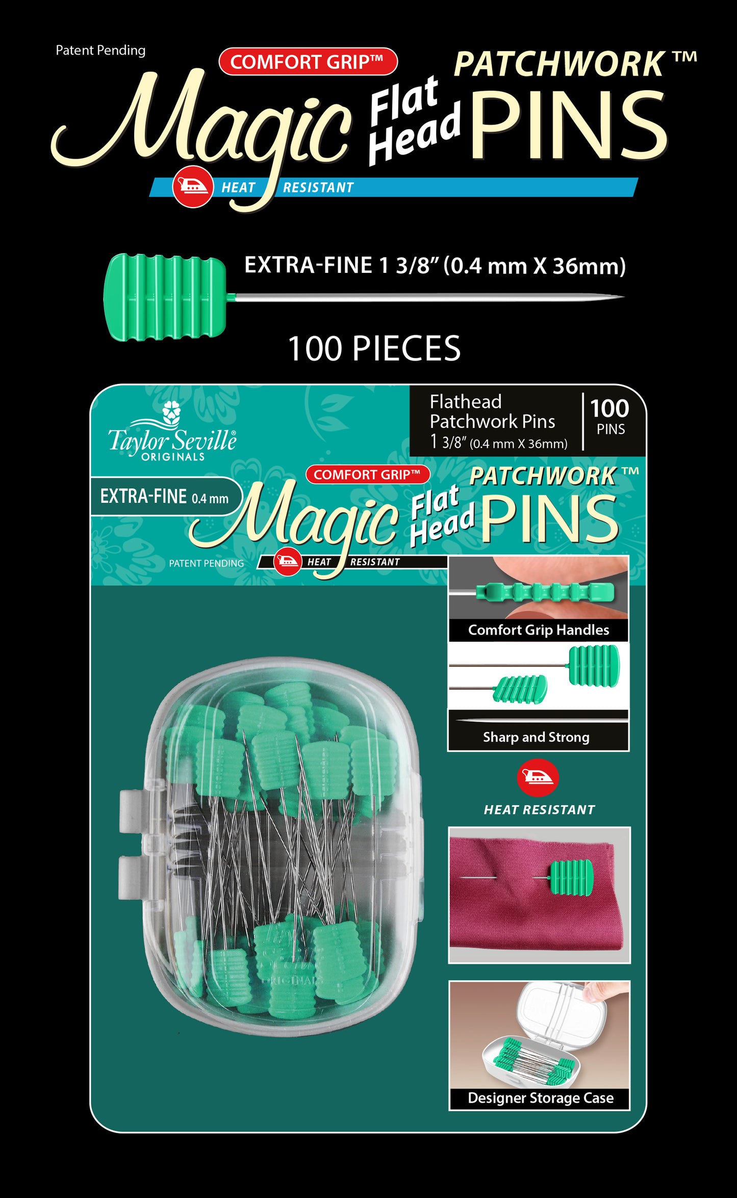 Magic Pins Flathead PATCHWORK EXTRA FINE 100PC
