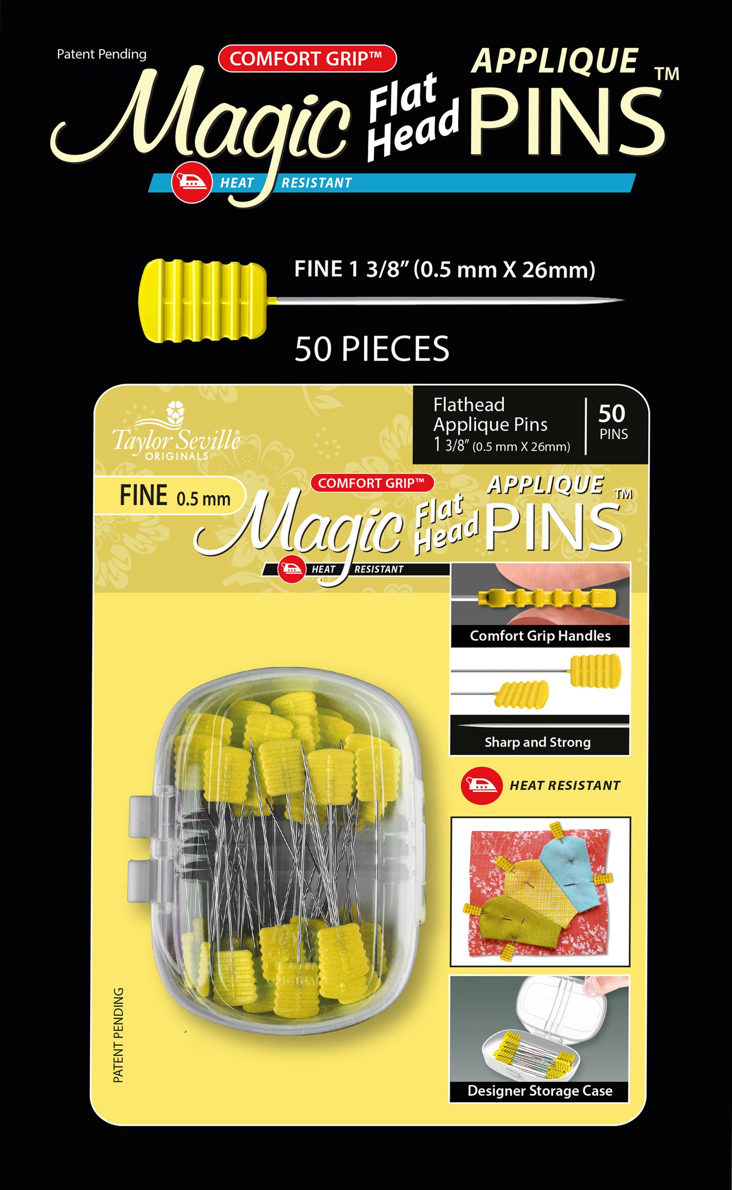 Magic Pins Flathead APPLIQUE FINE 50PC