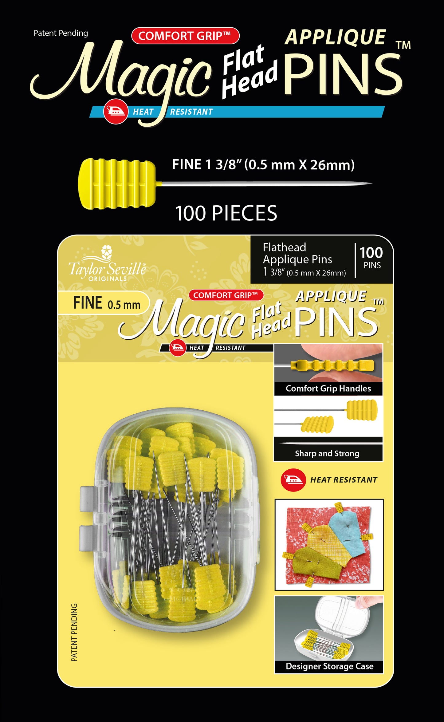 Magic Pins Flathead APPLIQUE FINE 100PC