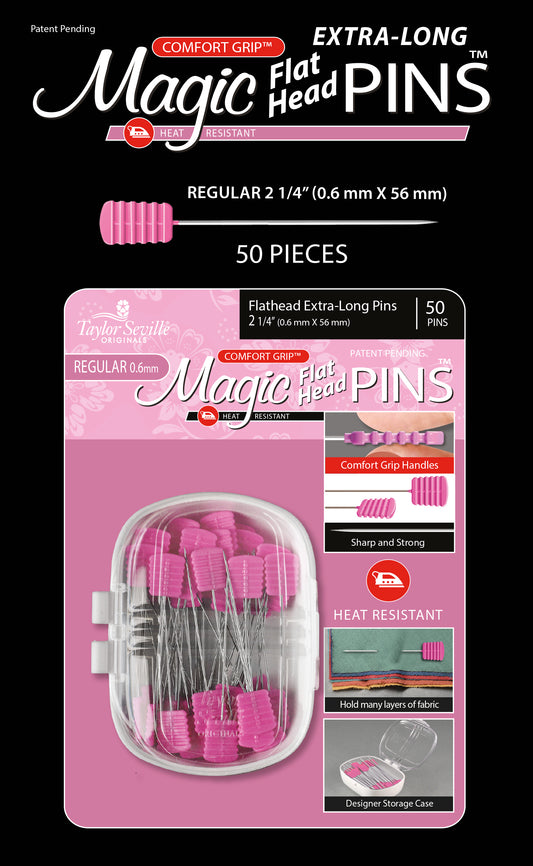 Magic Pins Flathead EXTRA LONG REG 0.6 MM 50 pc PINK
