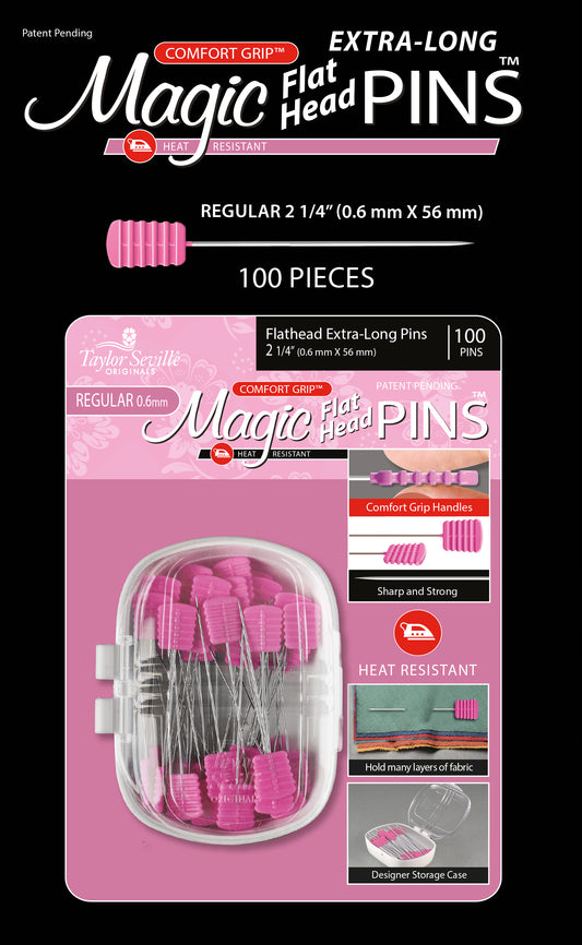 Magic Pins Flathead EXTRA LONG REG 0.6 MM 100 pc PINK