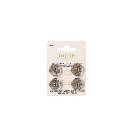 SEW-ON FASTENERS Nø8 SILVER x4