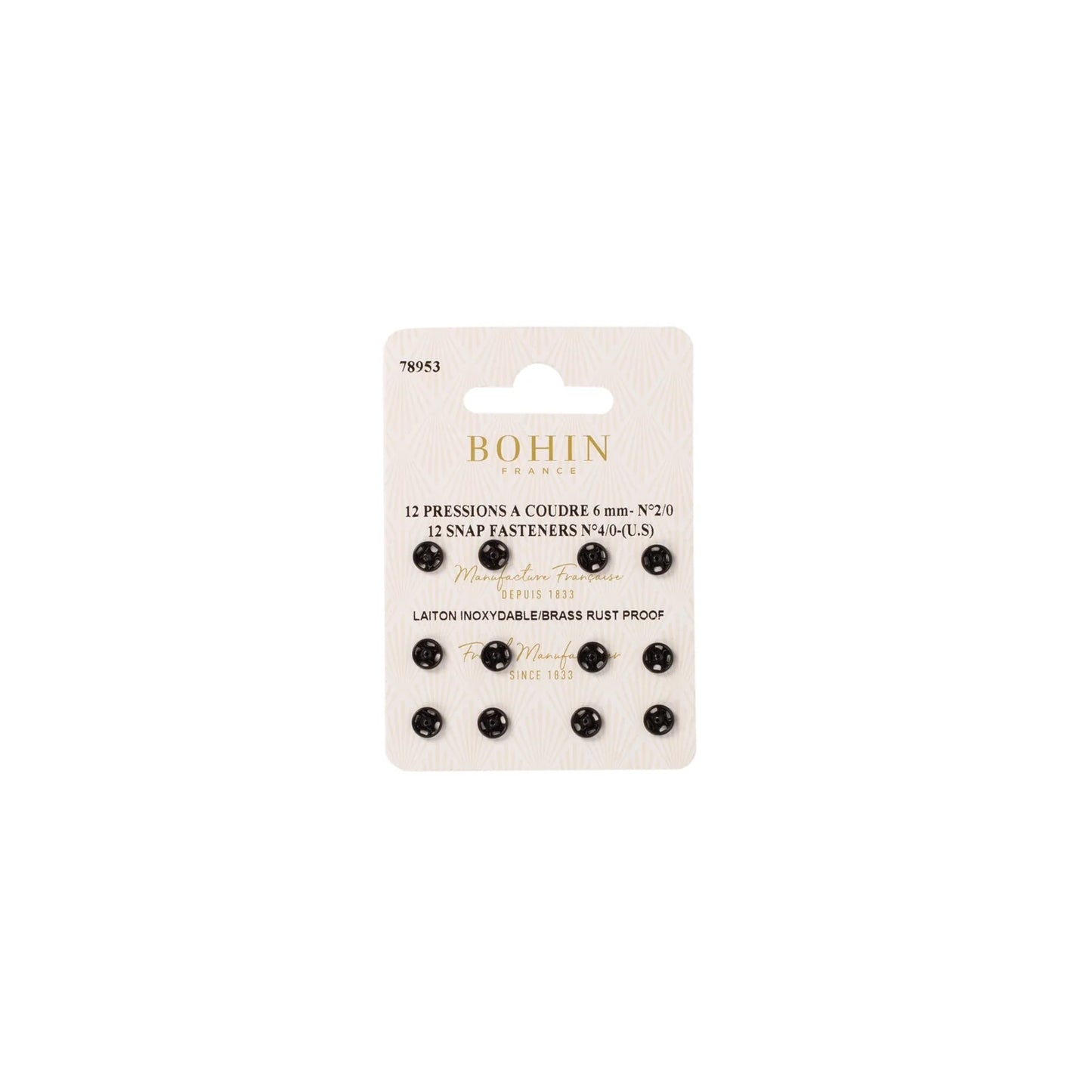 SEW-ON FASTENERS 4/0 BLK Blisx12