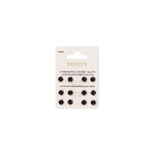 SEW-ON FASTENERS 3/0 BLK Blisx12