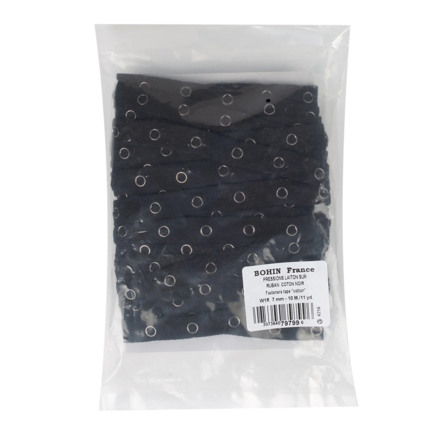 SNAP FASTEN.TAPE (10M) 1/4"  BLK