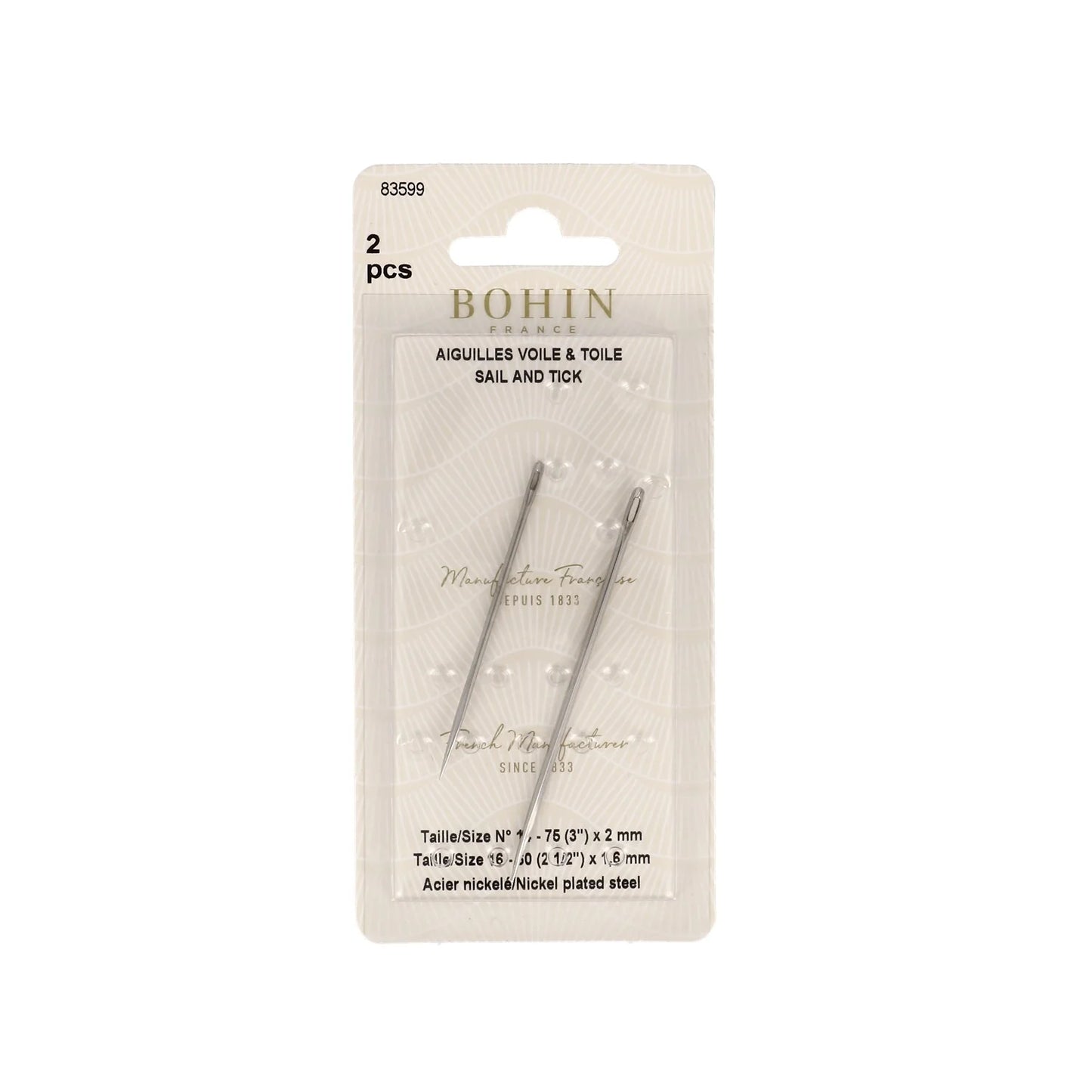 SAIL NEEDLES Sz 14 & 16 Blister x2