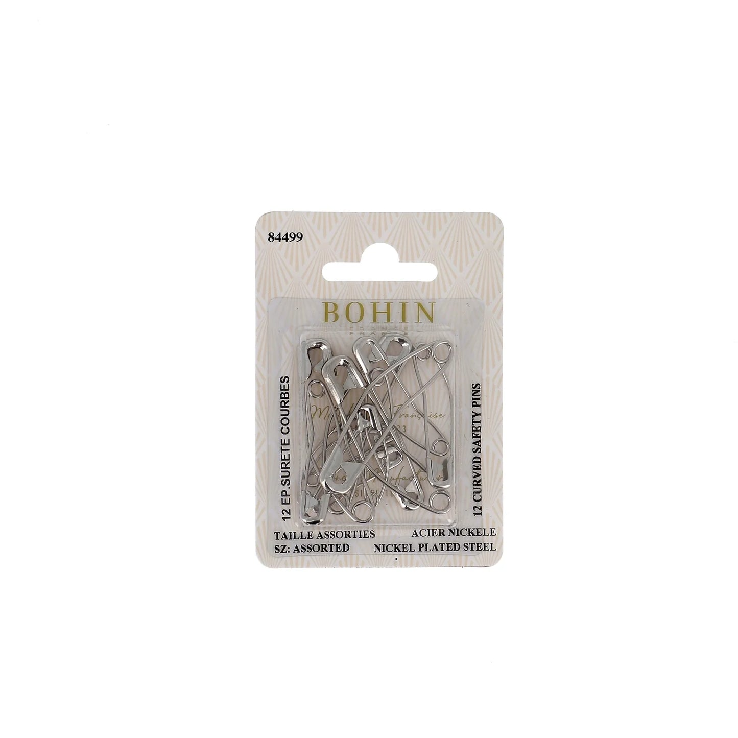 SAFETY PINS CURVED Sz 1,2,3 x12