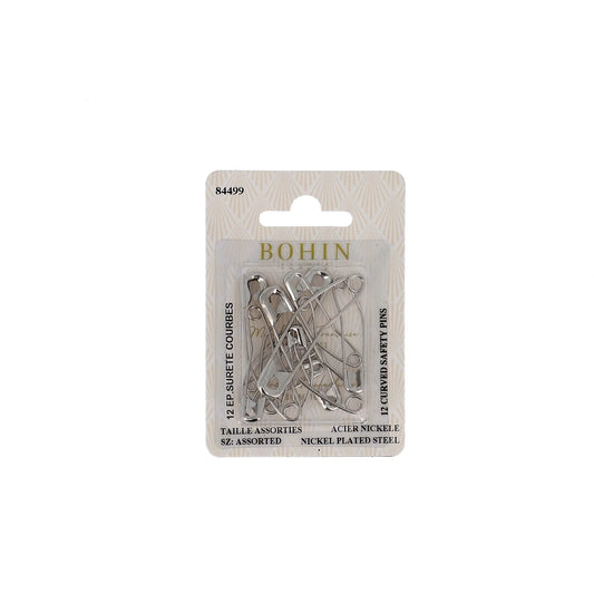 SAFETY PINS CURVED Sz 1,2,3 x12