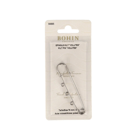 SKIRT PIN SILVER VOLUTES 3" x1