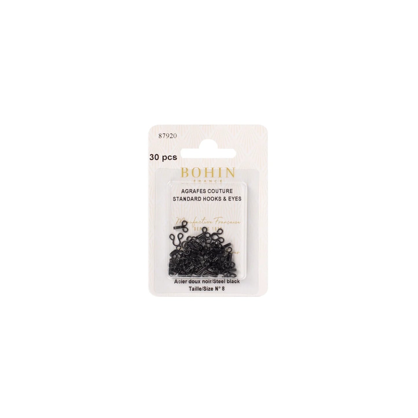 HOOK & EYES - BLK - N°8 BLISTER