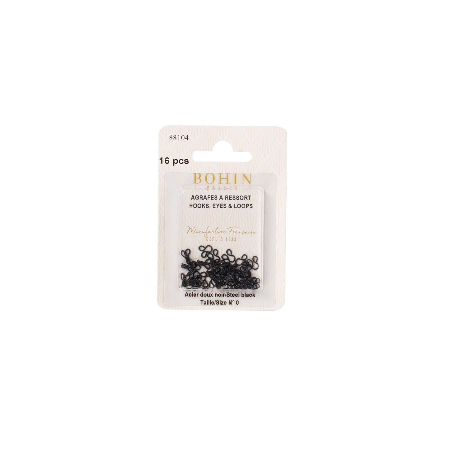 SPRING HOOKS/EYES BLK-BLISTER N°0