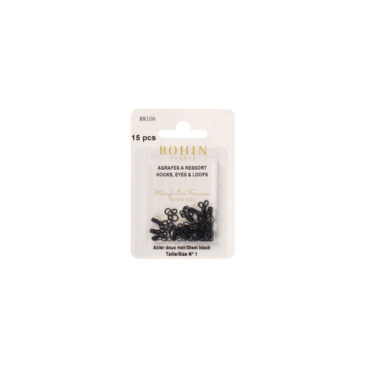 SPRING HOOKS/EYES BLK -BLISTER N°1