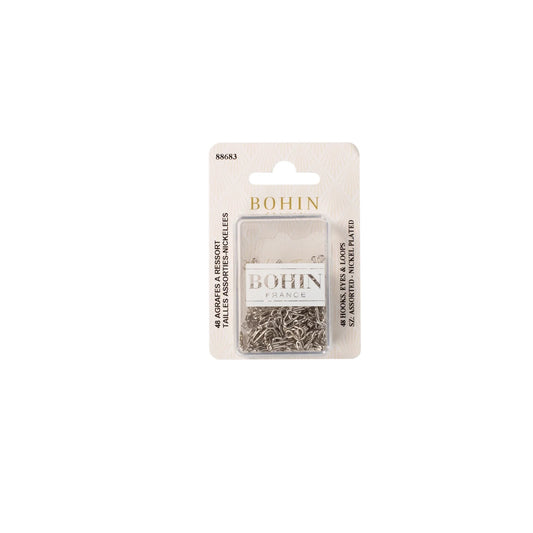 SPRING HOOKS&EYES NKL ASSORTED BLISTER