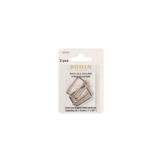 SUSPENDER BUCKLES 1 1/8" SIL x2