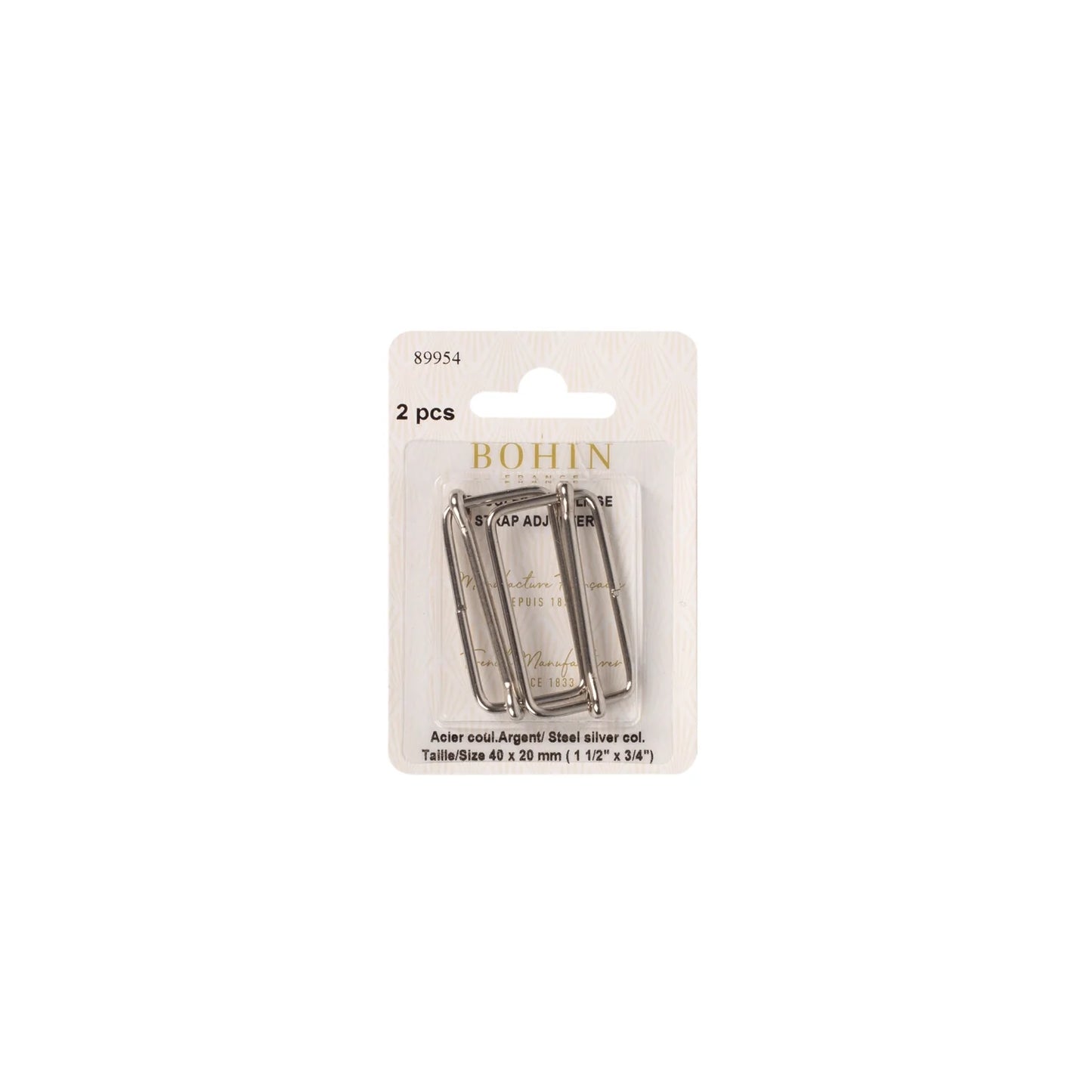 SUSPENDER BUCKLES 1 1/2" SILV x2