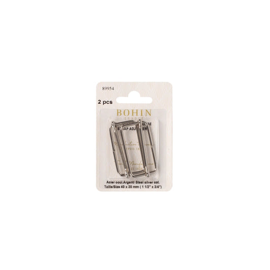 SUSPENDER BUCKLES 1 1/2" SILV x2