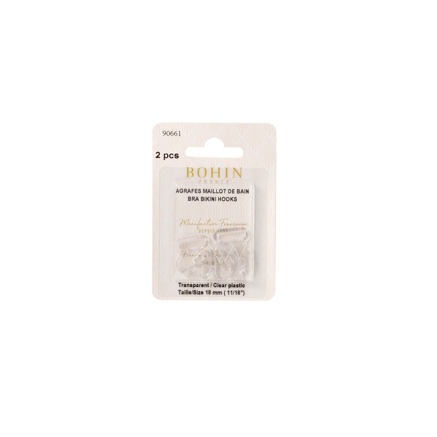 BIKINI CLASP 18 MM  CLEAR x2