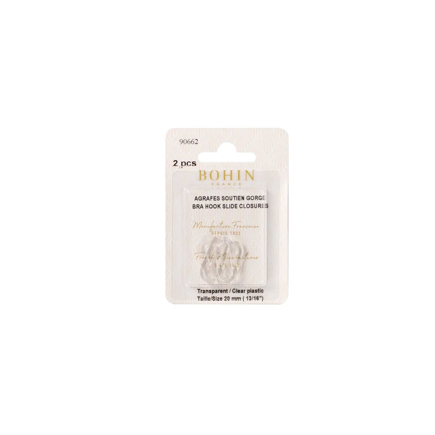 BIKINI CLASP 20 MM  CLEAR x2