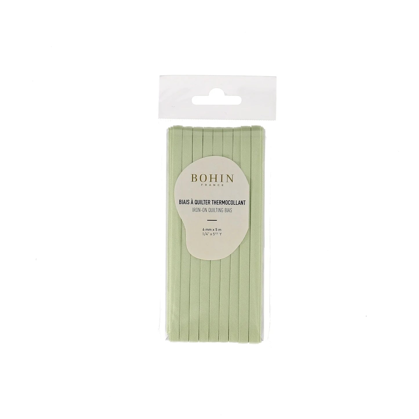 IRON-ON QUILT BIAS 6mmx5M-1/4"x 5 1/2 Y. ALMOND GREEN - Blister