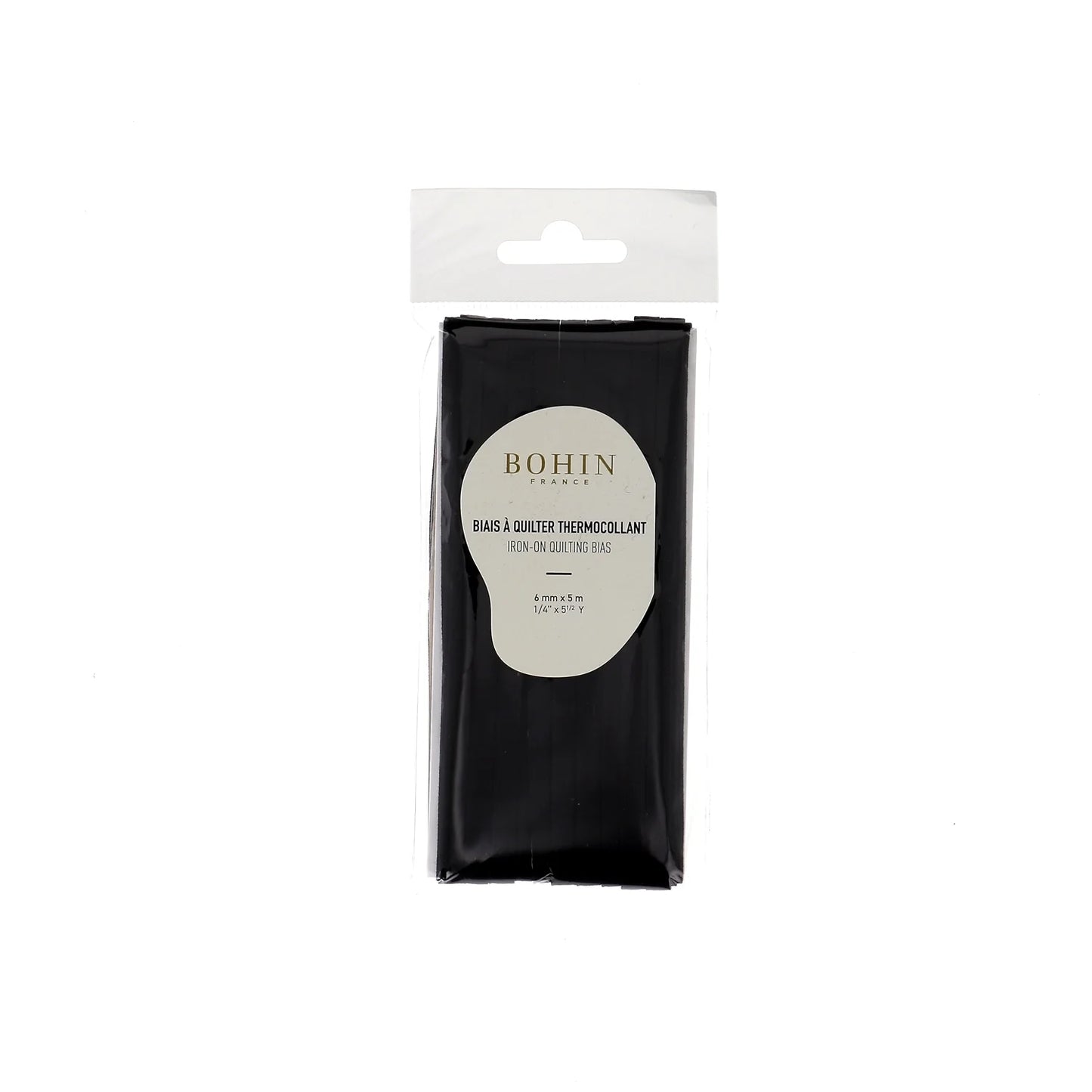 IRON-ON QUILT BIAS 6mmx5M-1/4"x 5 1/2 Y. BLACK - Blister