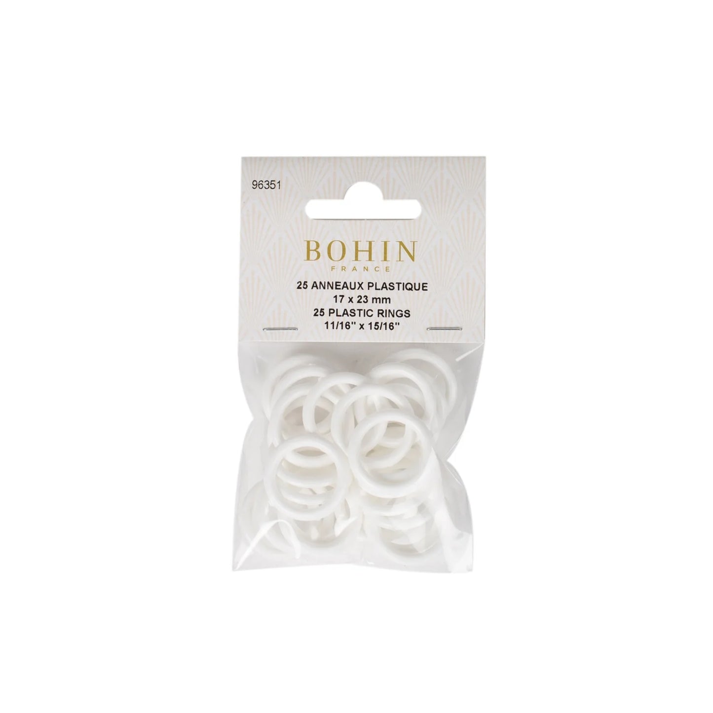 PLASTIC RINGS WHITE BLISTER 17 MM